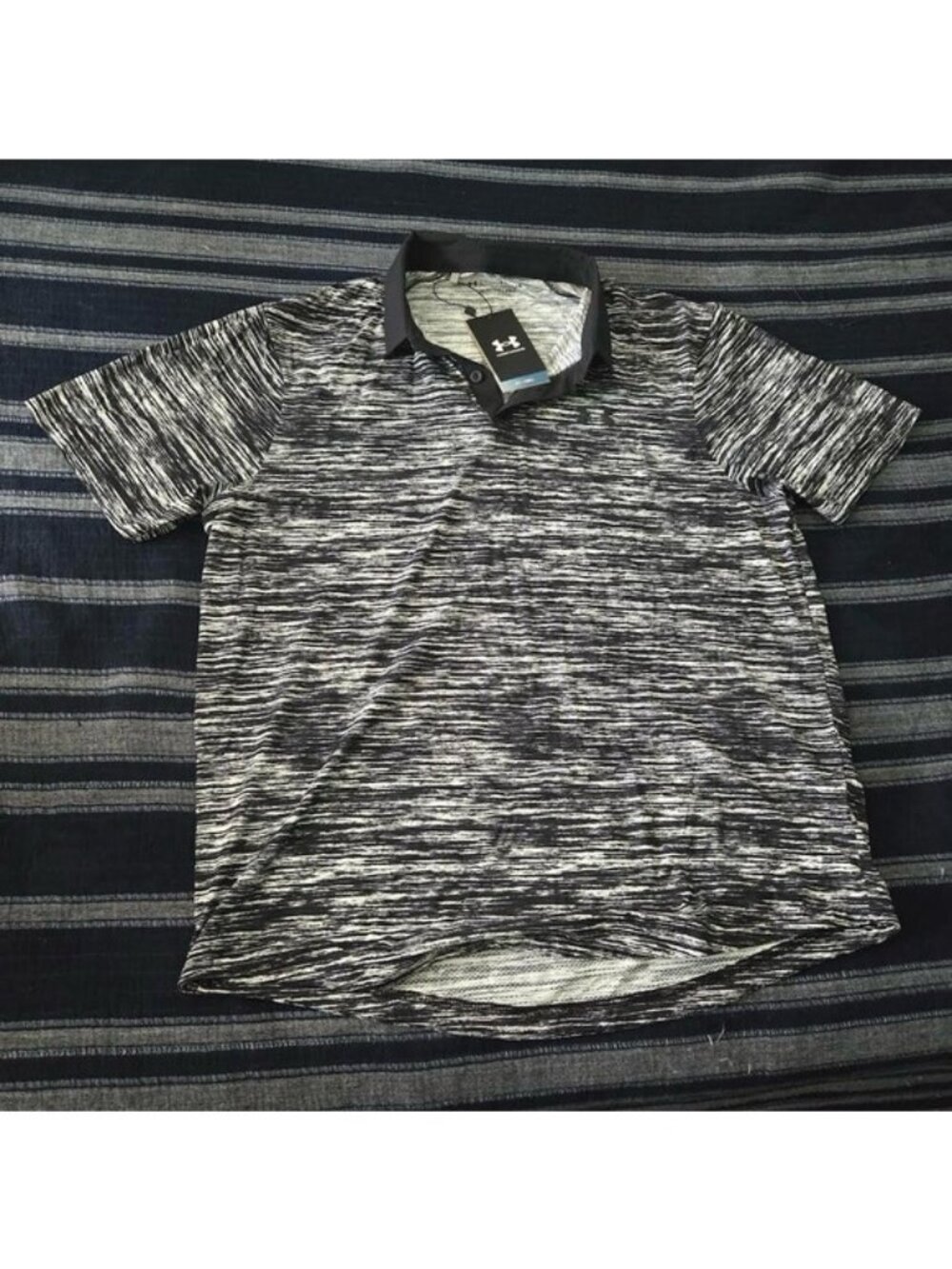 Under Armour Iso Chill Twist Polo Men Large Black and White Collar NWT 062026